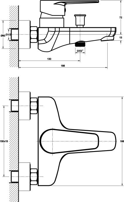 Смеситель Orange Flipo M23-100cr для ванны с душем - 1