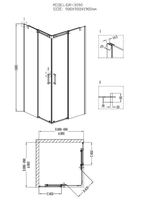 Душевой уголок Grossman Galaxy GR-3090 - 1