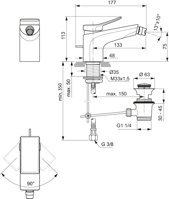 Смеситель для биде Ideal Standard Conca хром BC760AA - 2