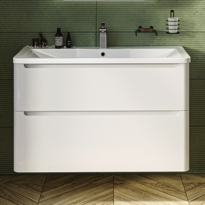 Тумба с раковиной STWORKI Монтре 100 белая 555337 - 0