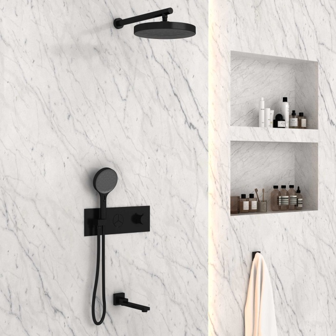 Душевой комплект Vincea Inspire с термостатом черный матовый VSFW-432TI2MB - 2