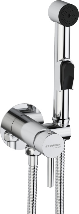Гигиенический душ STWORKI by Damixa Хельсинки HFHS51000 со смесителем, С ВНУТРЕННЕЙ ЧАСТЬЮ, хром, встраиваемый, настенный, латунь - 0