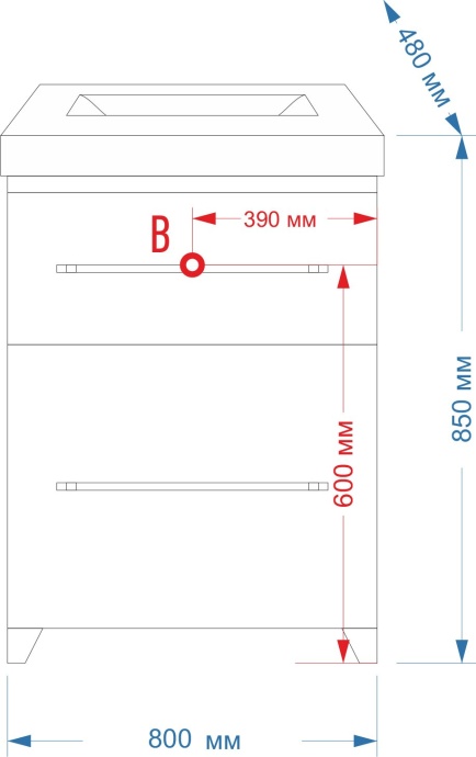 Тумба с раковиной Misty Елена 80 белая, с 2-мя ящиками - 4