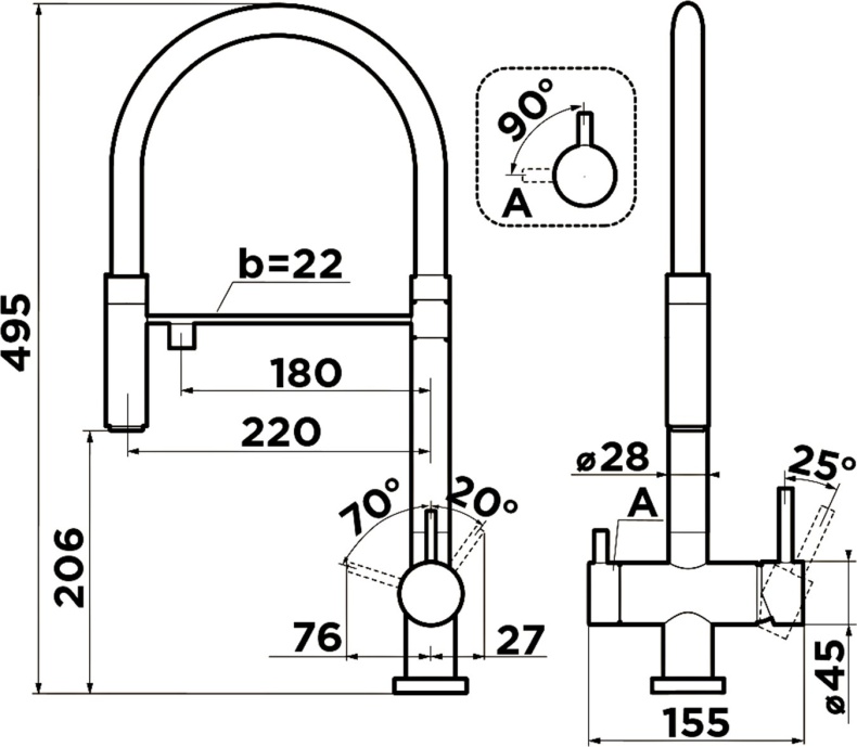 Смеситель Omoikiri Kanto 4994298 для кухонной мойки - 2