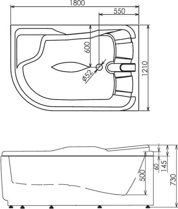 Гидромассажная ванна Gemy  180x121 см  G9083 B R - 5