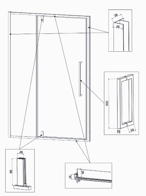 Душевая дверь в нишу Veconi Vianno VN-34 110 см профиль хром  VN34-110-01-C7 - 3