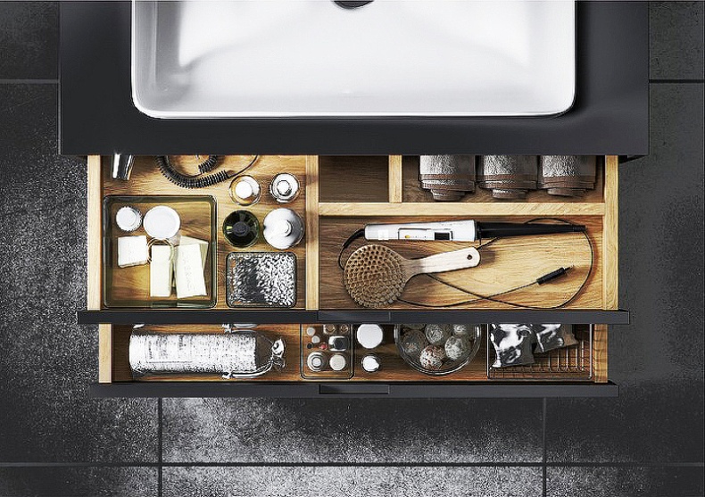 Тумба под накладную раковину Excellent Tuto 80 черный матовый - светлое дерево  MLEX.0104.800.BKBL - 4