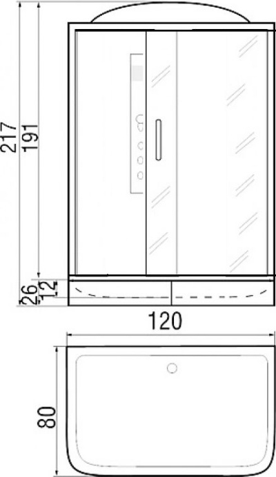 Душевая кабина с поддоном River Vitim 120/80/24 MТ  10000003219 - 3