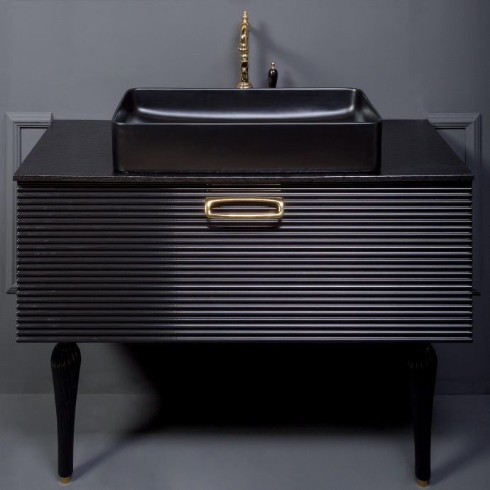Тумба под раковину Armadi Art Vallessi Avangarde Linea 80 черный - золото 842-080-BG - 1