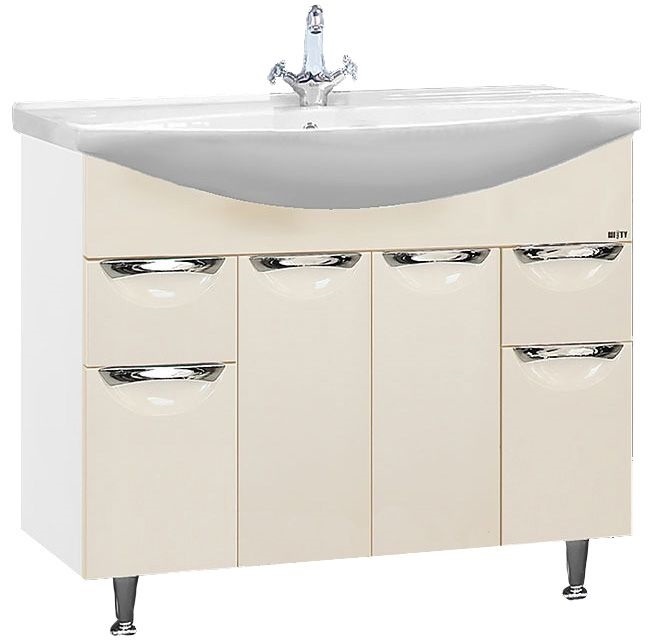 Тумба с раковиной Misty Орхидея 105 бежевая глянцевая СО000006696 - 0