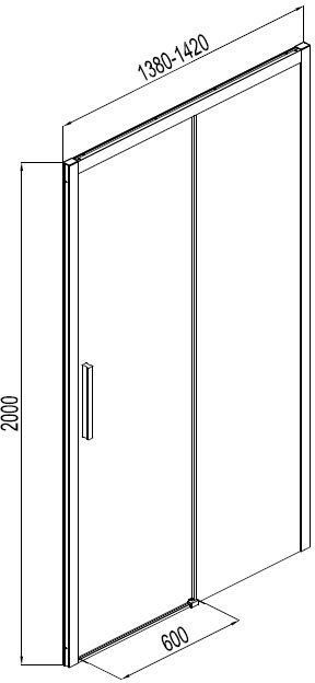 AE60-N-140H200U-BT Aquanet Pleasure, дверь в нишу 1400 мм, проф.черн.мат., стек.прозр.(225500) - 1
