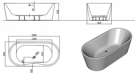 Акриловая ванна Kolpa San Comodo 185х90 белая 593830 - 2