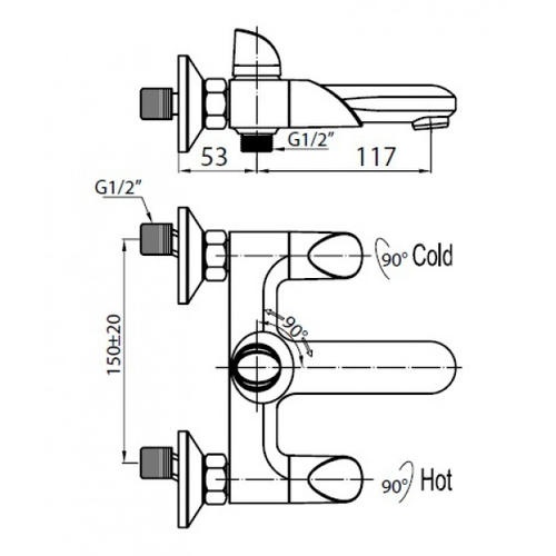 Смеситель для ванны BelBagno Tiara хром  TIA-VAS-CRM/TWIST - 1