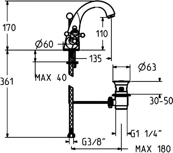 Смеситель для раковины Gattoni Vivaldi хром  1232012C0cr - 1
