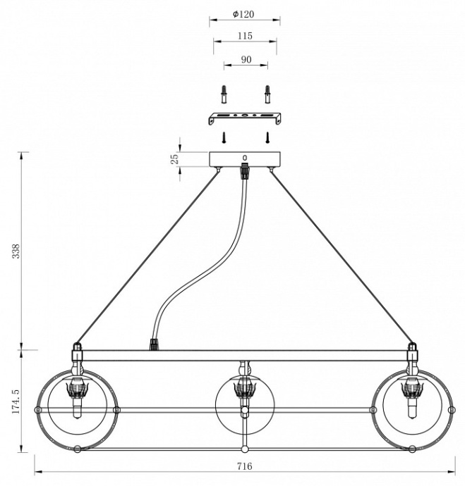 Подвесная люстра Maytoni Carcass MOD312PL-10GCH - 2