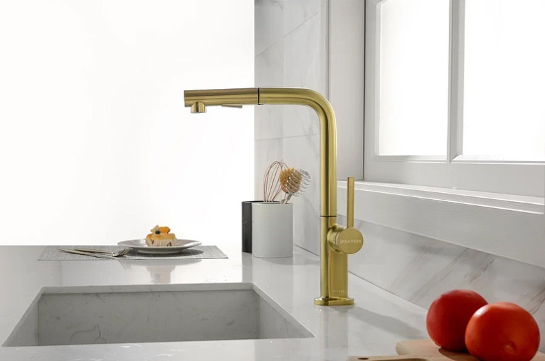 Смеситель для кухни Paulmark Neo светлое брашированное золото Ne214419-SBG - 8