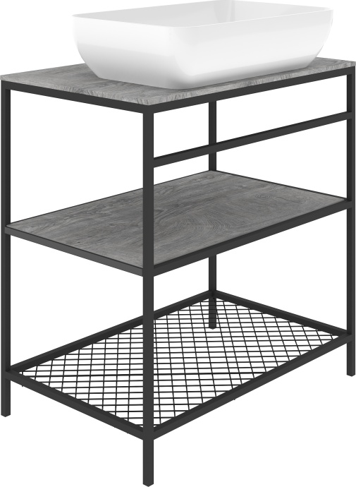 Мебель для ванной STWORKI Нюборг 70 с зеркалом, в стиле лофт, черная (комплект, гарнитур) 483894 - 6