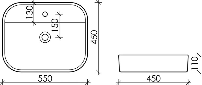 Раковина накладная Ceramica Nova Element 55х45 белый CN6034 - 3