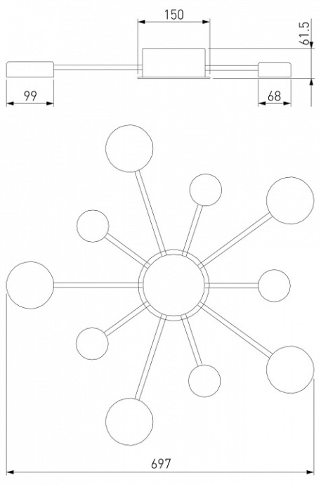 Потолочная люстра Eurosvet Nitrino 90242/10 хром - 1