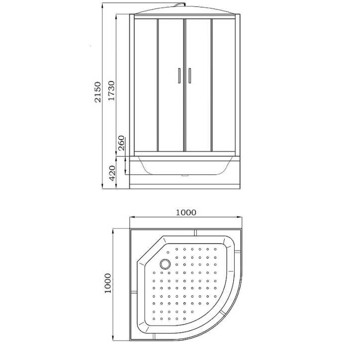 Душевая кабина Parly Classic 100х100 белая стекло тонированное EC1021 - 2