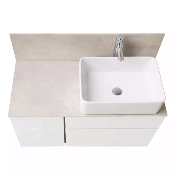 Тумба с раковиной Mila 50 и столешницей Aquaton Мишель 100 белый-светлое дерево 1A2773K0MIX40 - 0