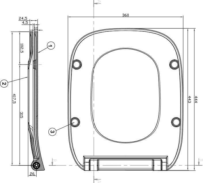 Крышка-сиденье Roca Debba 8019D2003P c микролифтом, петли хром - 4
