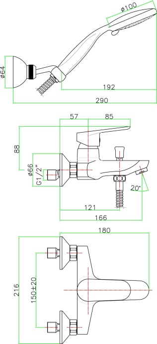 Смеситель для ванны Fiore  хром  81CR8150 - 2