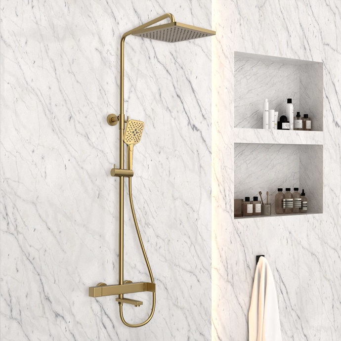 Душевая стойка Vincea Cube золото VSFS-1C1BG - 1