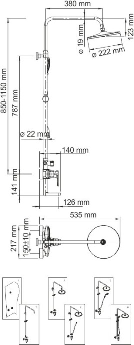 Душевая стойка Wasserkraft хром A16601 - 6