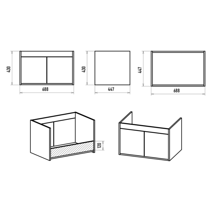 Тумба под раковину Misty Пайн 70 серая матовая Э-Пай-09070-19-2По - 2