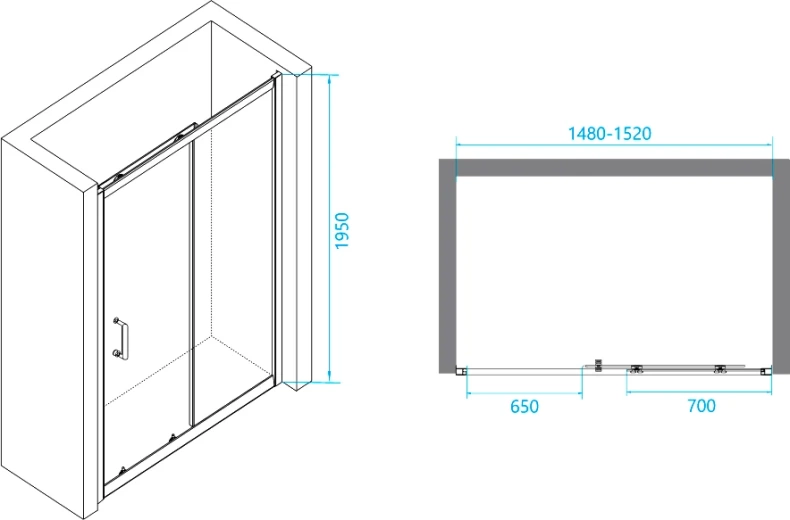 Душевая дверь RGW Passage PA-14W 150х195 профиль белый стекло прозрачное 41081415-15 - 2