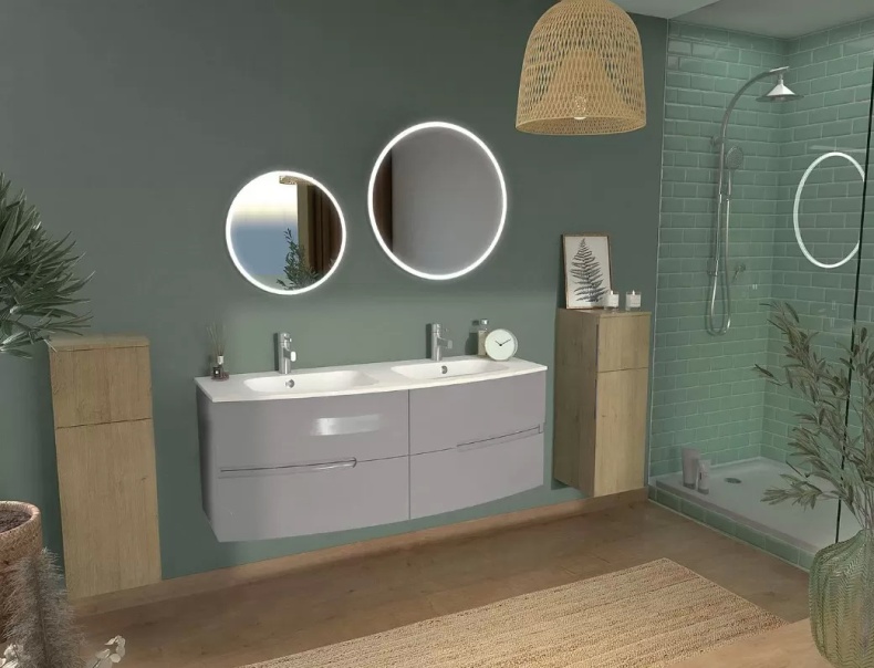 EB1887RU-DE1 Nona стеклянная раковина, матовый белый, 140 см, 2 раковины - 2