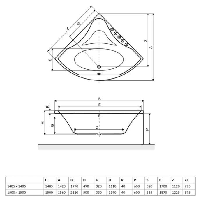 Фронтальный экран для ванны Excellent Glamour 150 белый OBEX.GLA15WH - 1