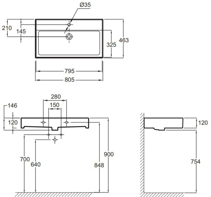 Раковина Jacob Delafon Vivienne EXBI112-00 80 см - 2