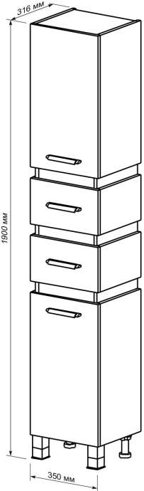 Шкаф-пенал Бриклаер Техас дуб кантри, венге 4627125412615 - 6