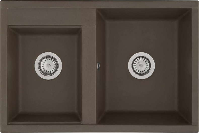Мойка кухонная AQUATON Делия 78 DBL кофе 1A723132DE280 - 0