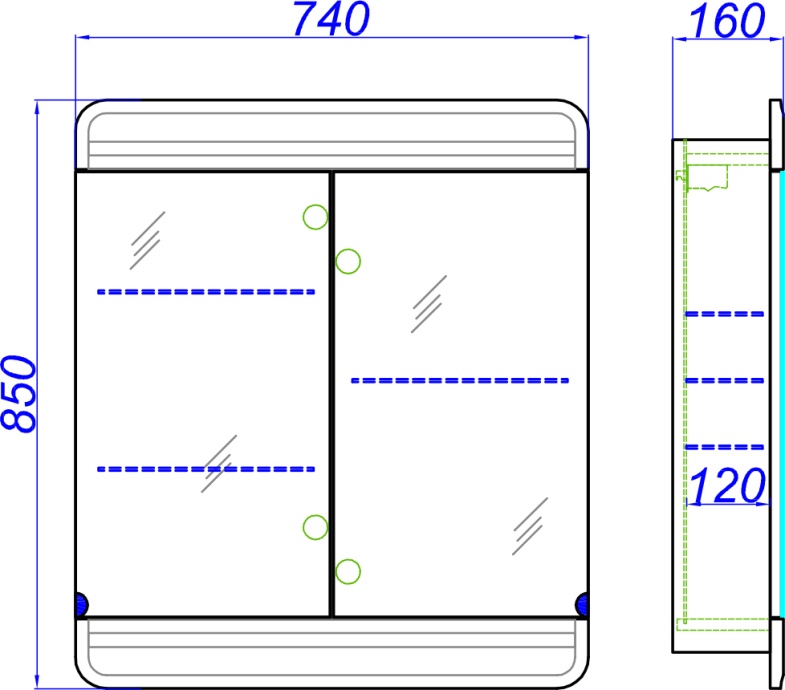 Зеркало-шкаф Aqwella Корсика 74 Kor.04.07 - 4