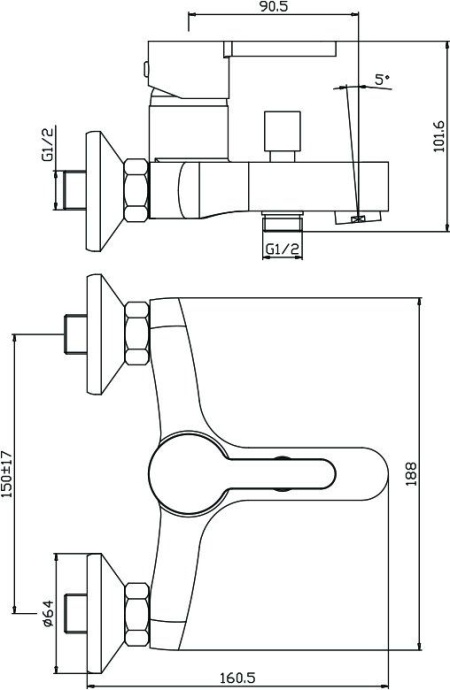 Смеситель Olive'S Torres 17201TR для ванны - 1