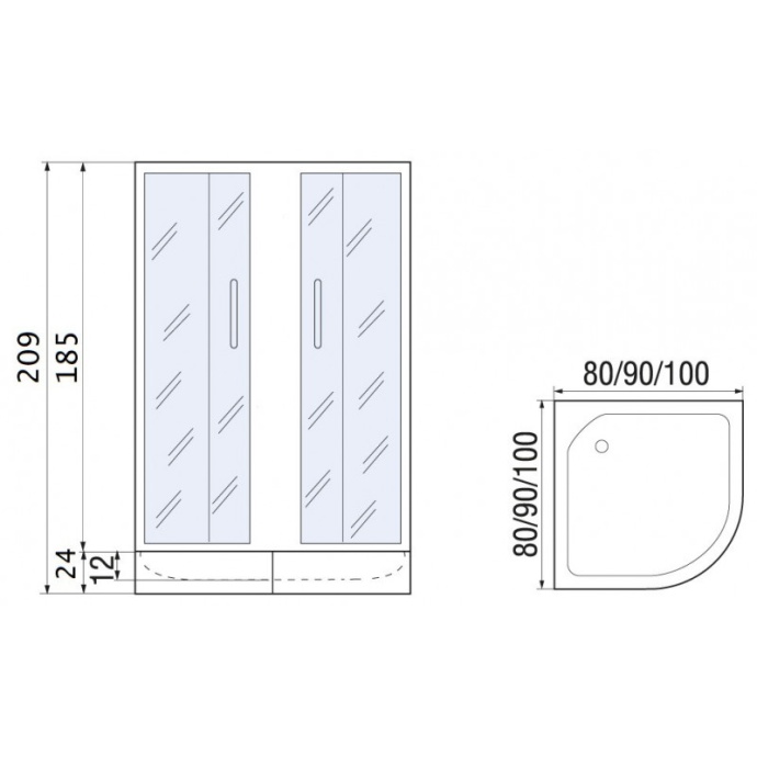 Душевое ограждение с поддоном River Don XL 90/24 MT  10000008317 - 1