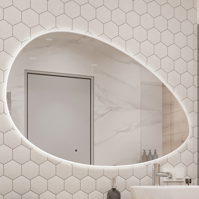 Зеркало STWORKI Скаген 120 с подсветкой, белое, инфракрасное управление,овальное, большое LED-00002578 - 0