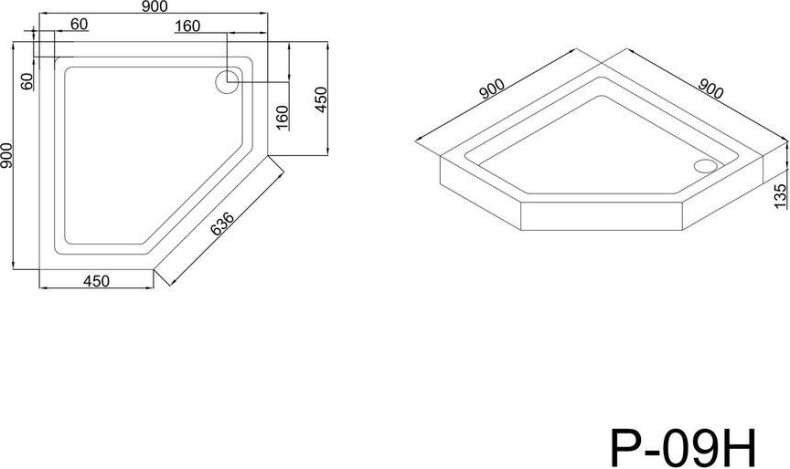 Поддон для душа Black&White Stellar Wind P-09H 090HP00 - 3