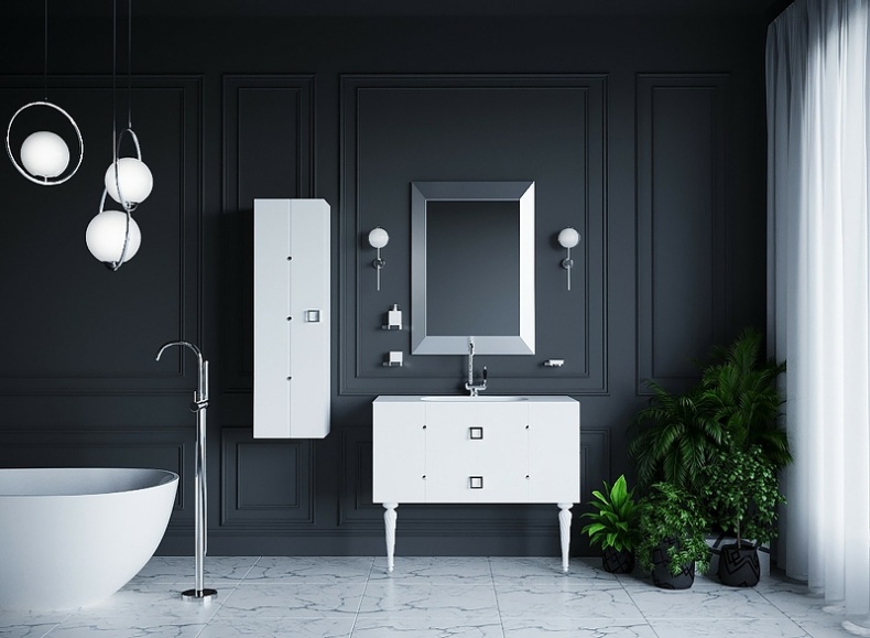 Шкаф пенал Armadi Art Vallessi Avantgarde Piazza 35 подвесной белый - хром 844-WCR - 1