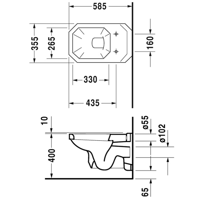 Чаша для подвесного унитаза Duravit 1930 белый, без сиденья  0182090000 - 3