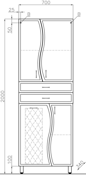 Шкаф-пенал Style Line Эко Волна 70 с бельевой корзиной ЛС-000010050 - 6