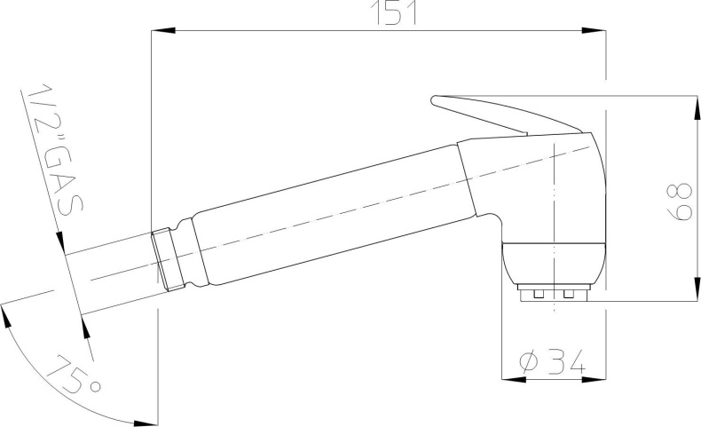 BOSSINI (GAIA) Лейка гигиеническая из латуни, хром (030) B00661.030 - 1