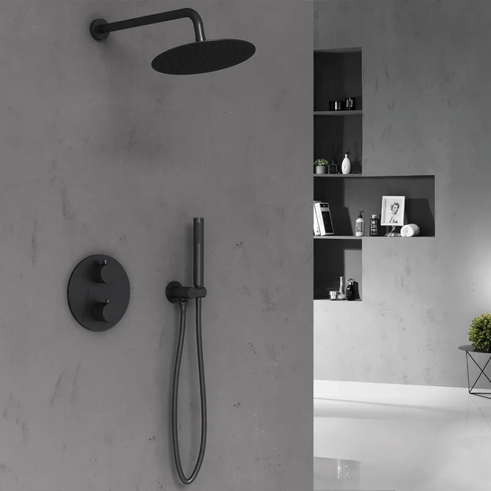 Душевой комплект встраиваемый Vincea черный матовый VSFW-101TMB - 1