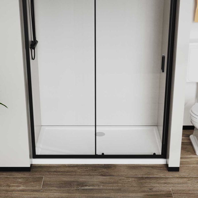 Душевая дверь в нишу Vincea City 110х195 профиль черный стекло прозрачное  VDS-5CT110CLB - 3