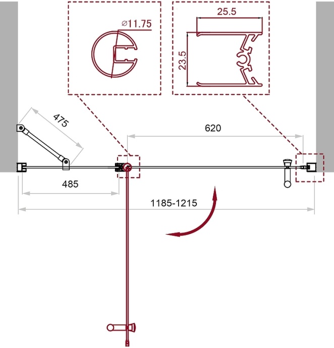 Душевая дверь BelBagno Uno 120 хром  UNO-B-12-50+70-C-Cr - 2