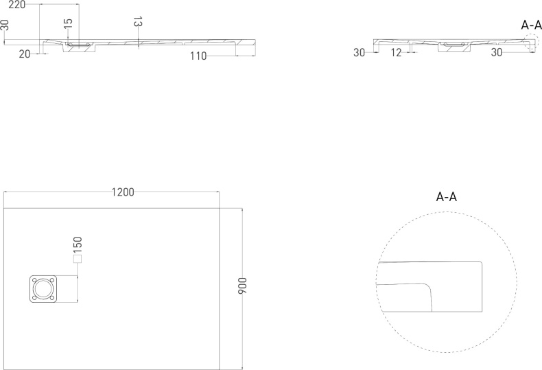 Поддон для душа Salini Oasi 120x90 см, S-Stone, матовый 120322M - 7