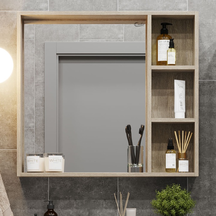 Зеркало Onika Тимбер 80 светлое дерево, с полкой 208091 - 1